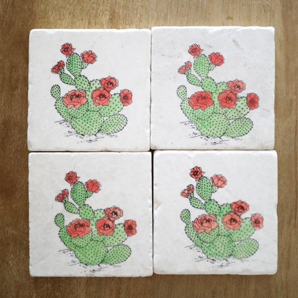 Lace, Grace & Peonies Marble Coasters - Prickly Pear Marble Coaster