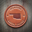 Sugarhouse Leather - Oklahoma State Silhouette Leather Coaster-1