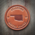 Sugarhouse Leather - Oklahoma State Silhouette Leather Coaster