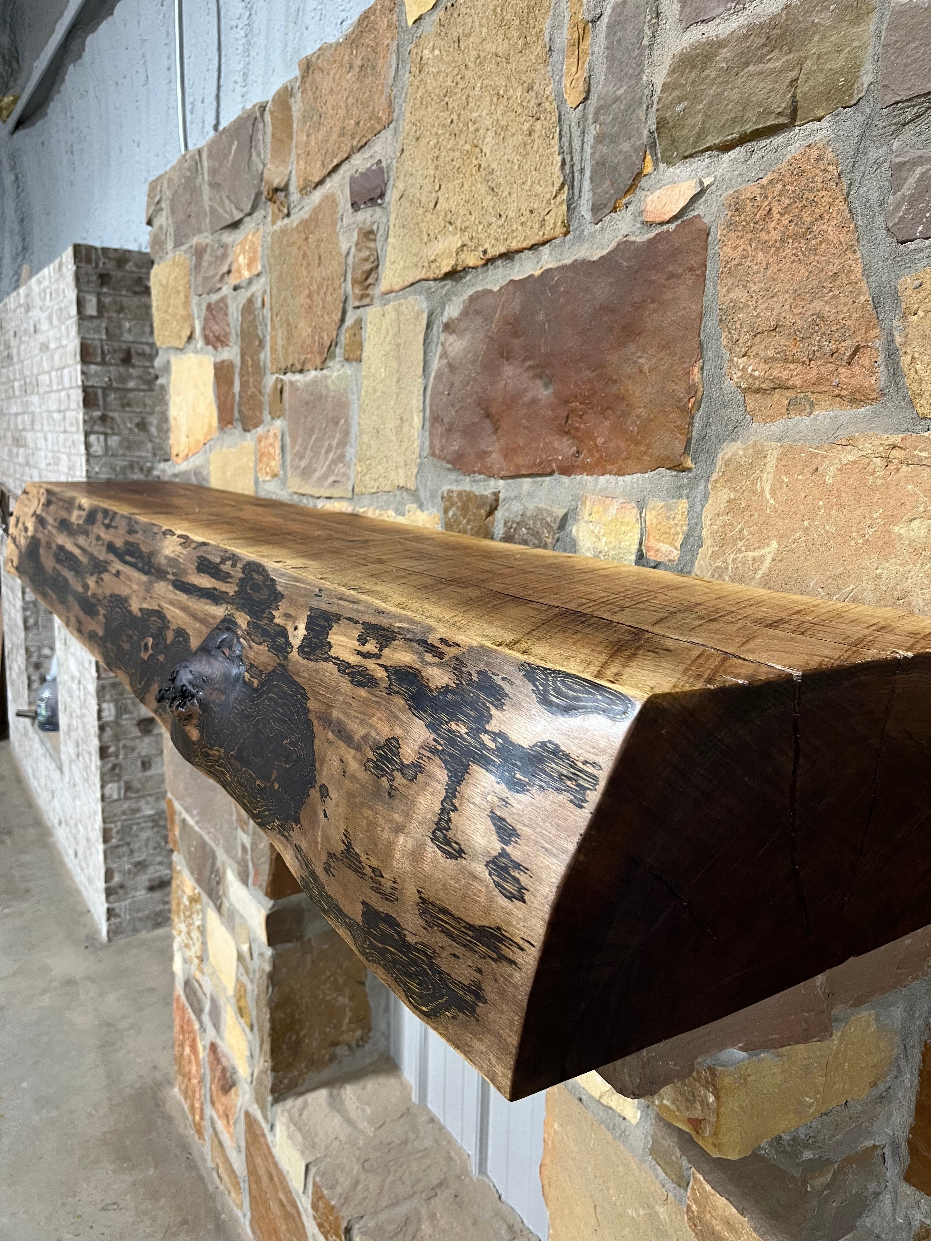 Live Edge Walnut Fireplace Mantel - 0