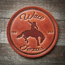 Sugarhouse Leather - Waco Texas Bronco Leather Coaster-1