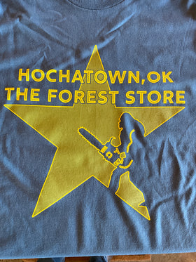 Adult Sasquatch Chainsaw Blue Shirt