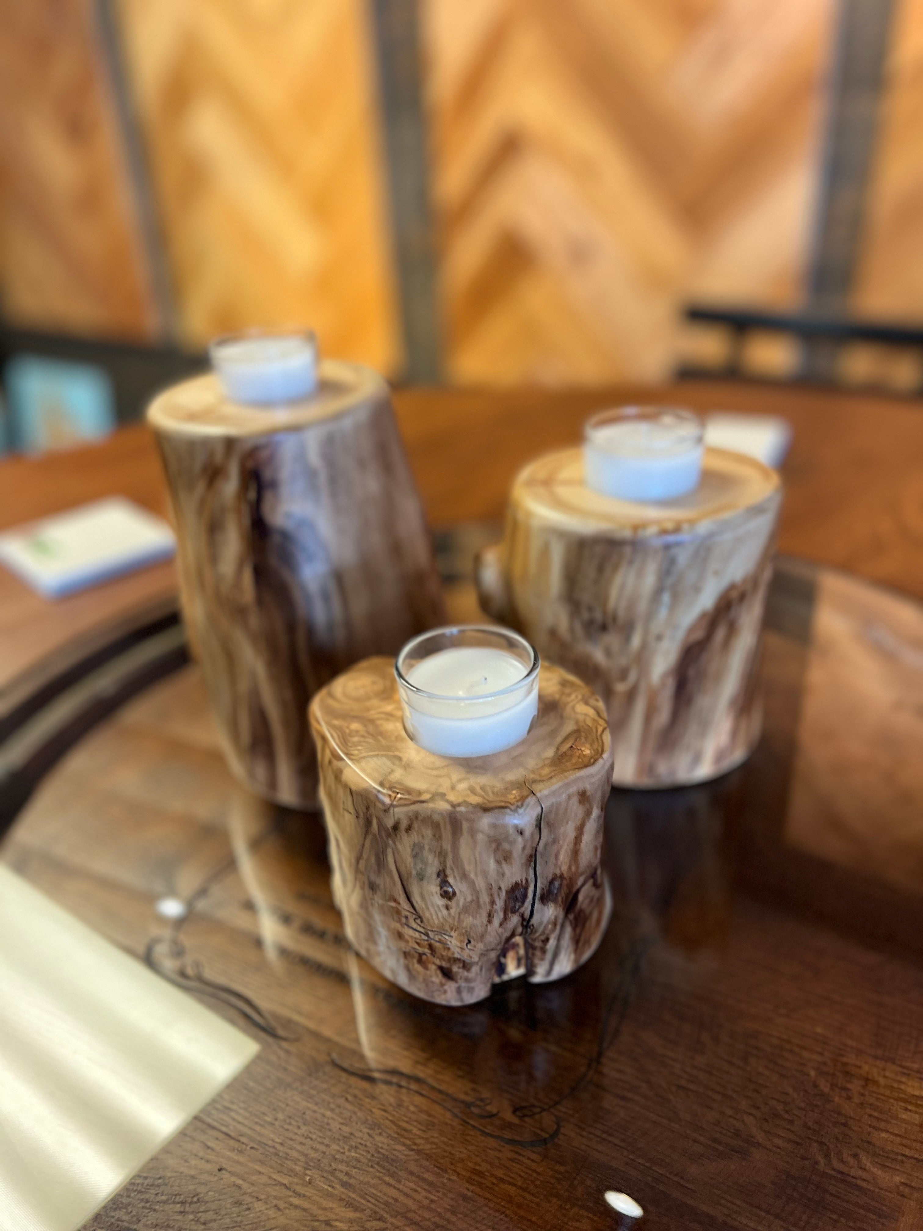 Tree Stump Candle Holder- Set of 3 - 0