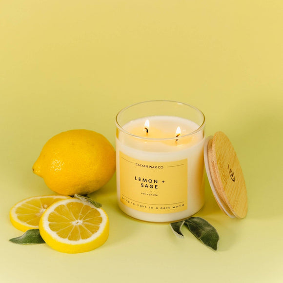 Calyan Wax Co. - Lemon + Sage - Glass Tumbler Soy Candle