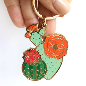 Paper Anchor Co. - Blooming Cacti Plant Keychain | Valentine Gifts - 0