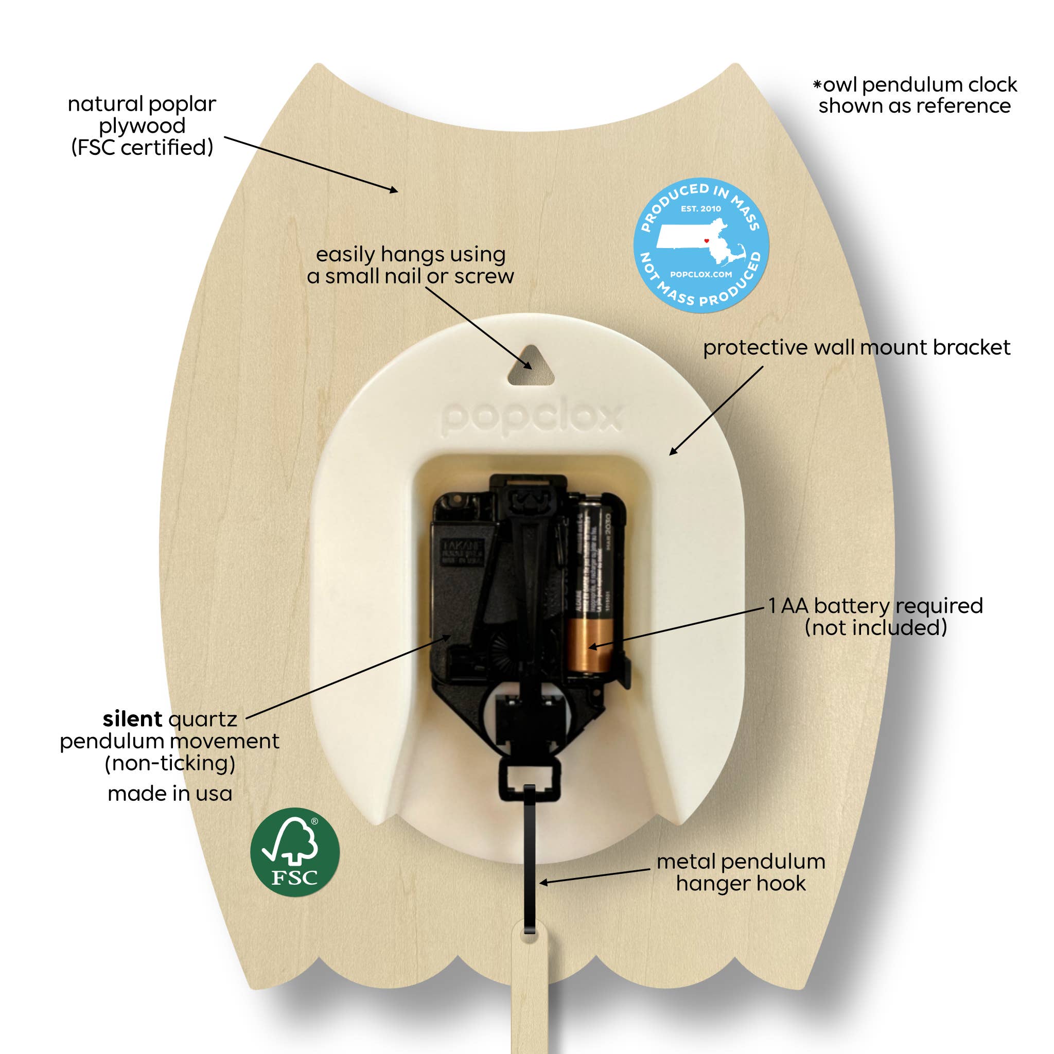 Popclox - Birdhouse Pendulum Clock - Wood: Green