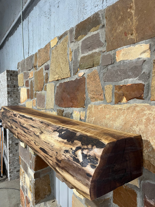 Live Edge Walnut Fireplace Mantel