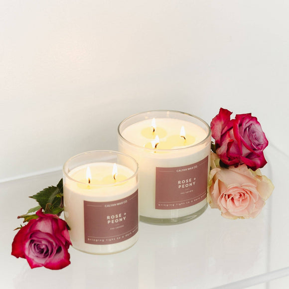 Calyan Wax Co. - Rose + Peony - Glass Tumbler Soy Candle