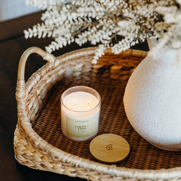Calyan Wax Co. - Lemon + Sage - Glass Tumbler Soy Candle
