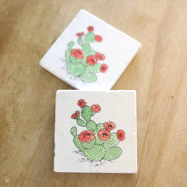 Lace, Grace & Peonies Marble Coasters - Prickly Pear Marble Coaster