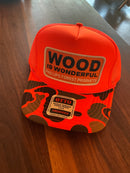 Wood is Wonderful Orange Camouflage Trucker Hat-3