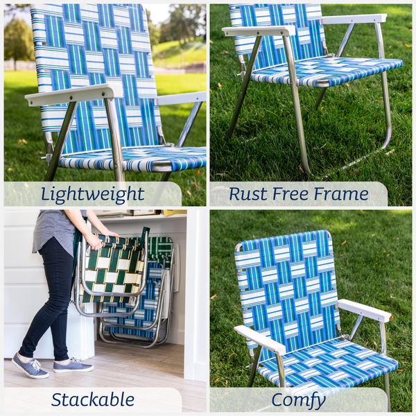 Lawn Chair USA - Blue and White Stripe Classic Lawn Chair: Classic