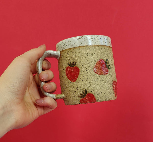 Osso Ceramics - Strawberry Stamped Mug: 12 fl oz