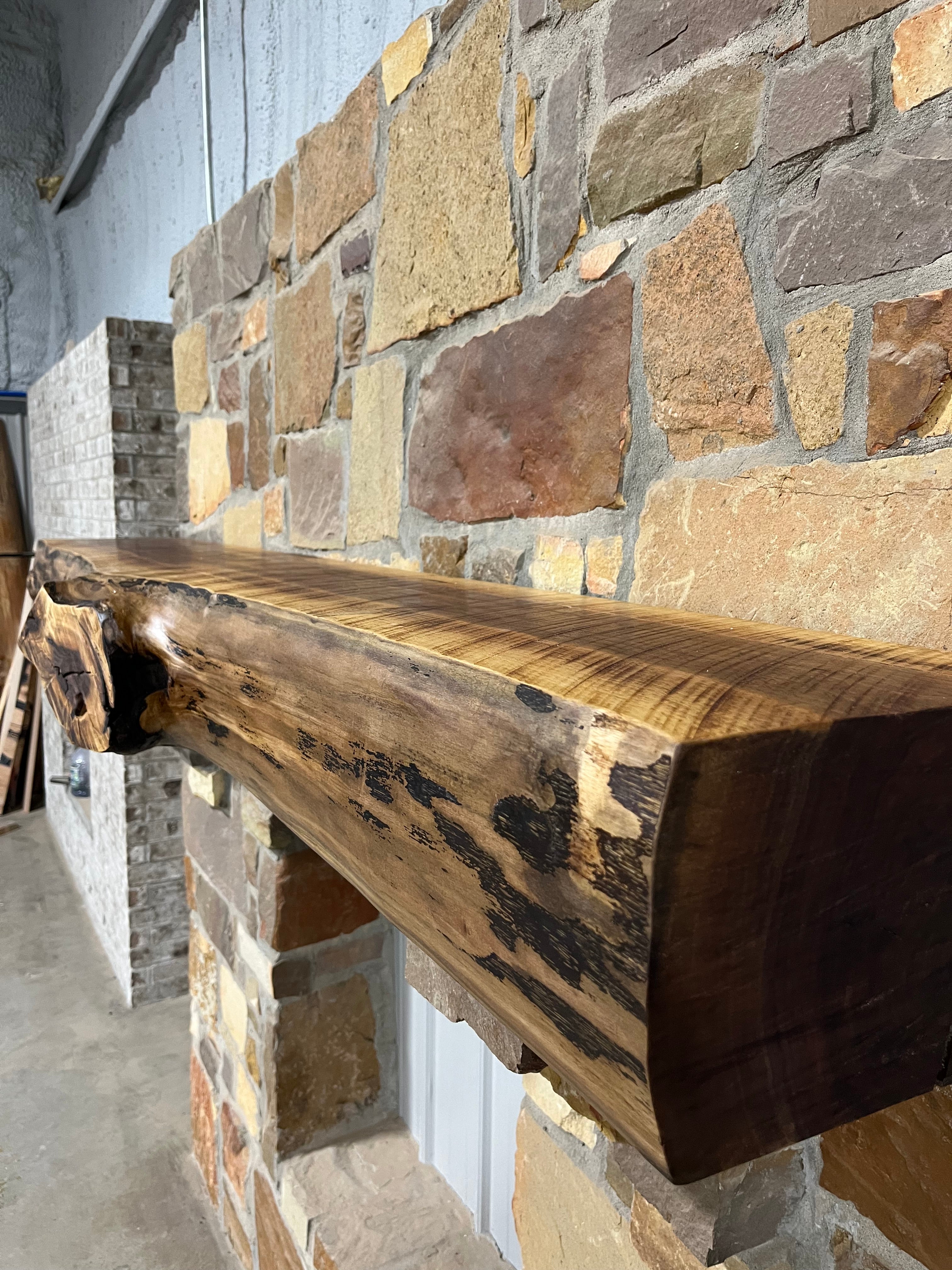 Live Edge Walnut Fireplace Mantel - 0