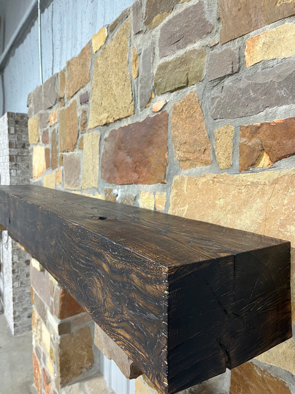 Charred Red Oak Fireplace Mantel