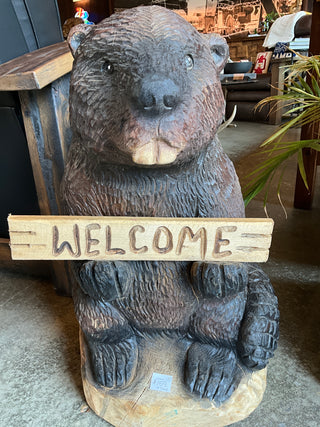 Wood carved beaver