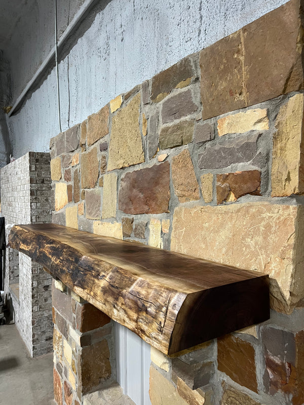 Live Edge Walnut Fireplace Mantel