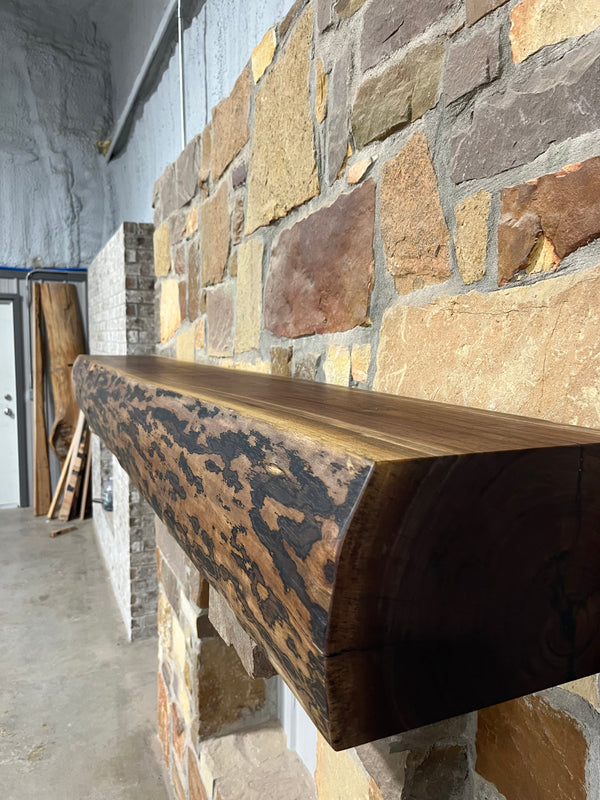 Live Edge Walnut Fireplace Mantel