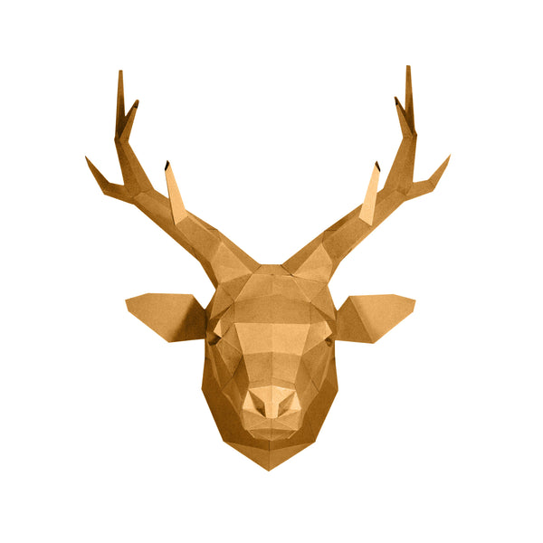 PAPERCRAFT WORLD - Gold Deer Head PaperCraft Origami Wall Art