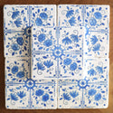 Lace, Grace & Peonies Marble Coasters - Blue Delft Tile Hand Painted Marble Coasters