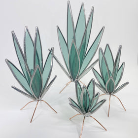 3D Stained Glass Snake Plant Desktop Sculpture: Large