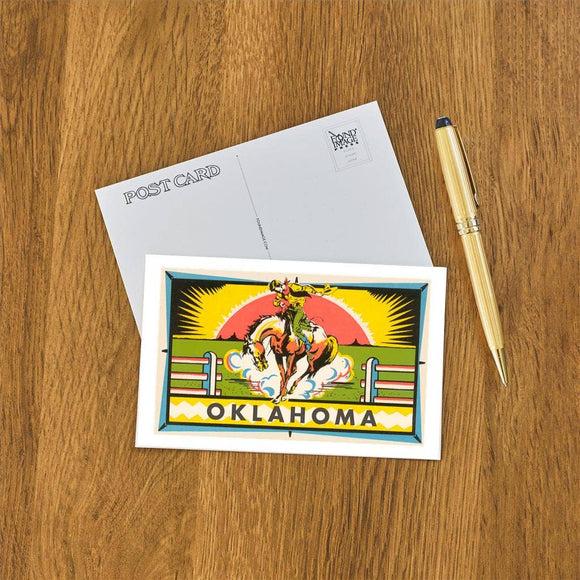 Found Image Press - Postcard OK-135 Bucking Bronco, Cowboy