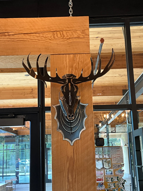 Metal Black Deer Head Mount