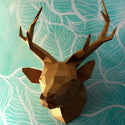 PAPERCRAFT WORLD - Gold Deer Head PaperCraft Origami Wall Art