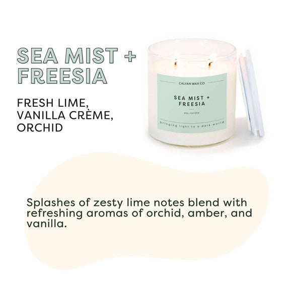 Calyan Wax Co. - Sea Mist + Freesia - Clear Glass Tumbler Soy Candle