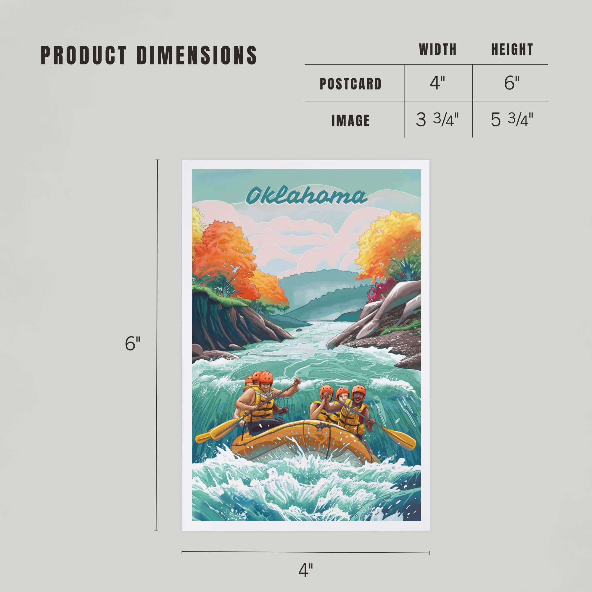 Lantern Press - PREMIUM POSTCARDS Oklahoma, Adventure, River Rafting, Fall