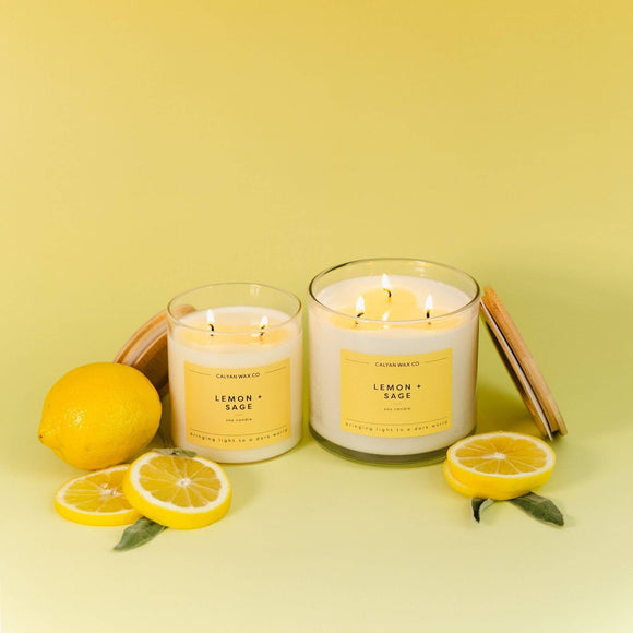 Calyan Wax Co. - Lemon + Sage - Glass Tumbler Soy Candle