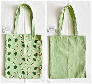 Quince Fables - REVERSIBLE Lightweight Canvas Tote Bag With Avocado Lemon Or: 1. Green-Avocado