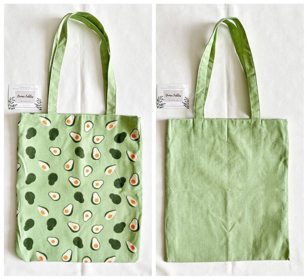 Quince Fables - REVERSIBLE Lightweight Canvas Tote Bag With Avocado Lemon Or: 3. Orange-Oranges