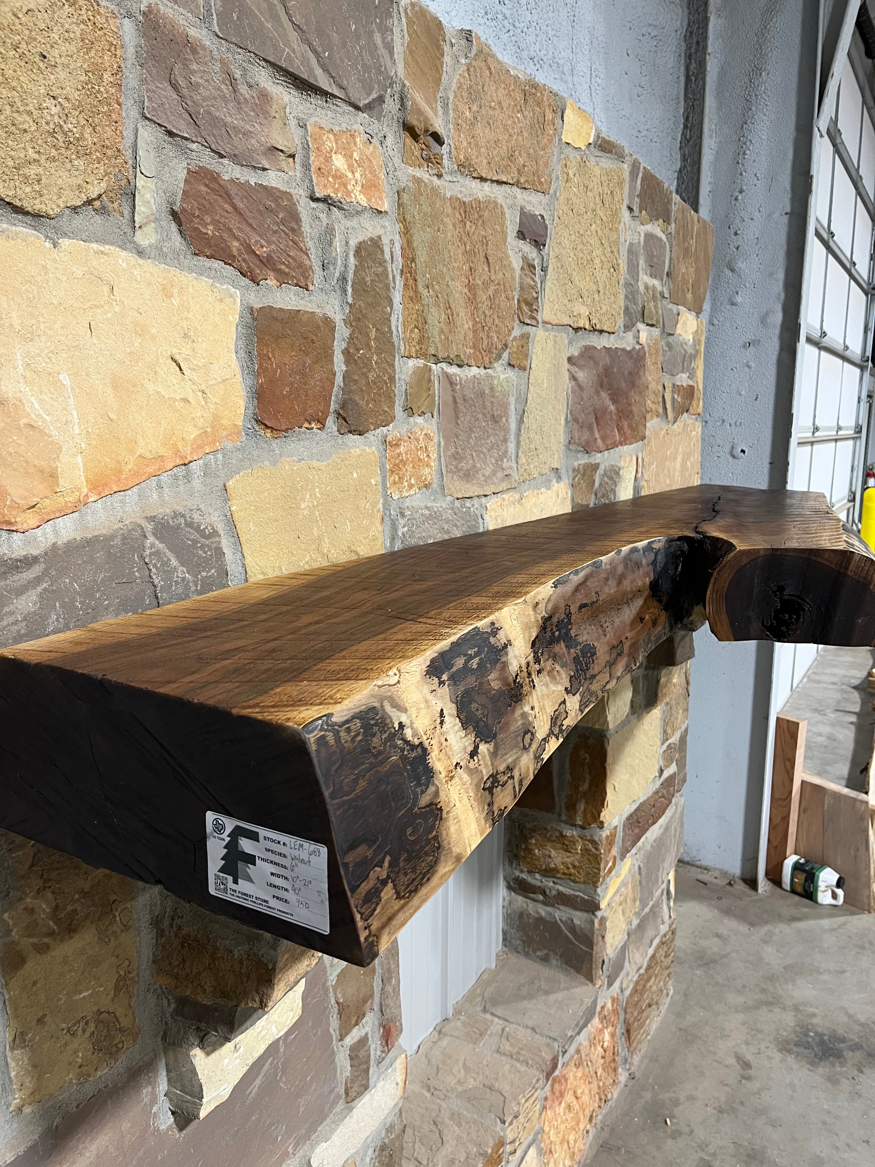 Live Edge Walnut Fireplace Mantel