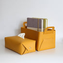 Zora Botanica - Vegan Leather Storage Basket, Medium: Orange-4