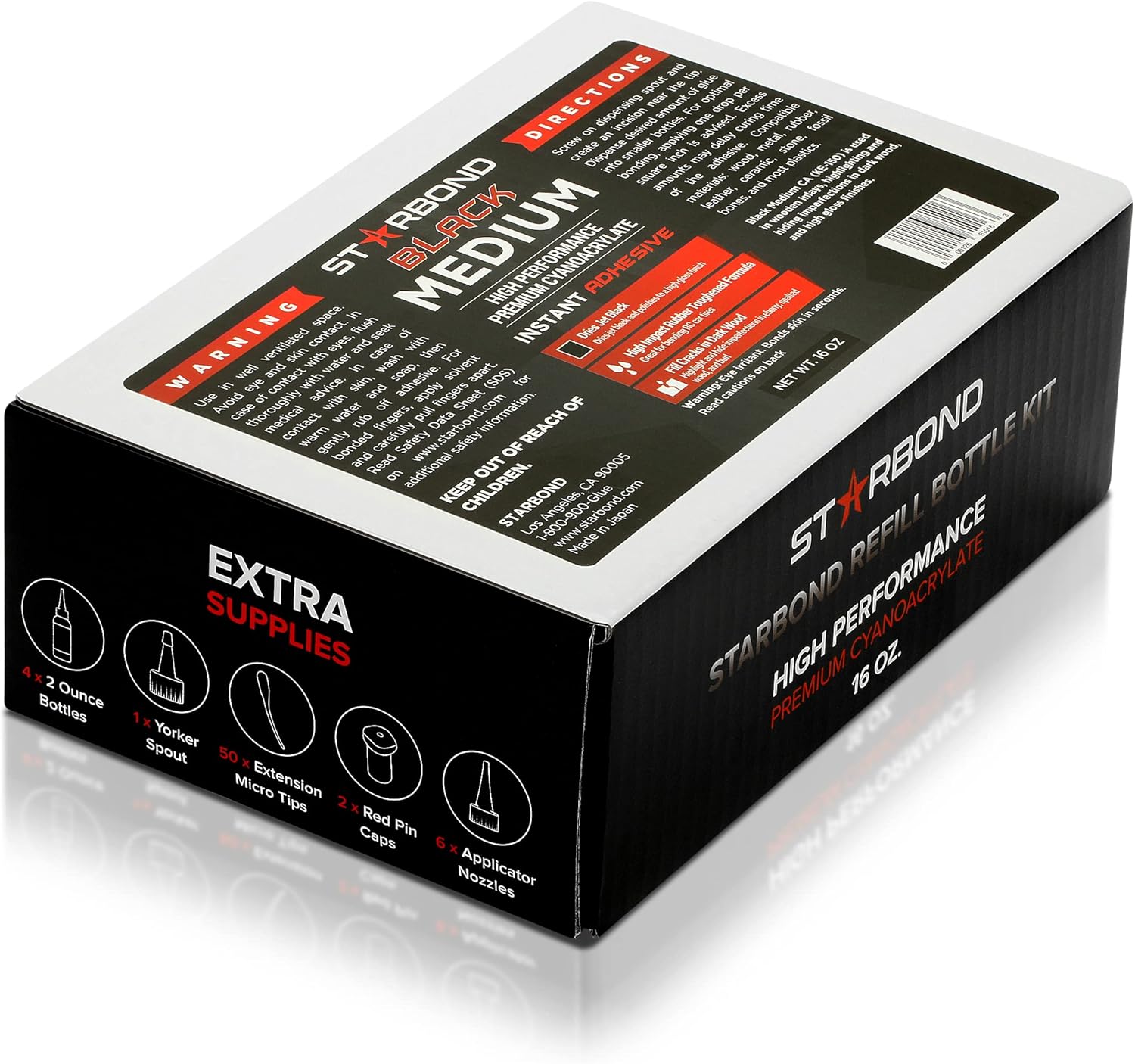 KE-150 Starbond Black Medium CA Glue | 16 oz. Refill Bottle Kit - 0