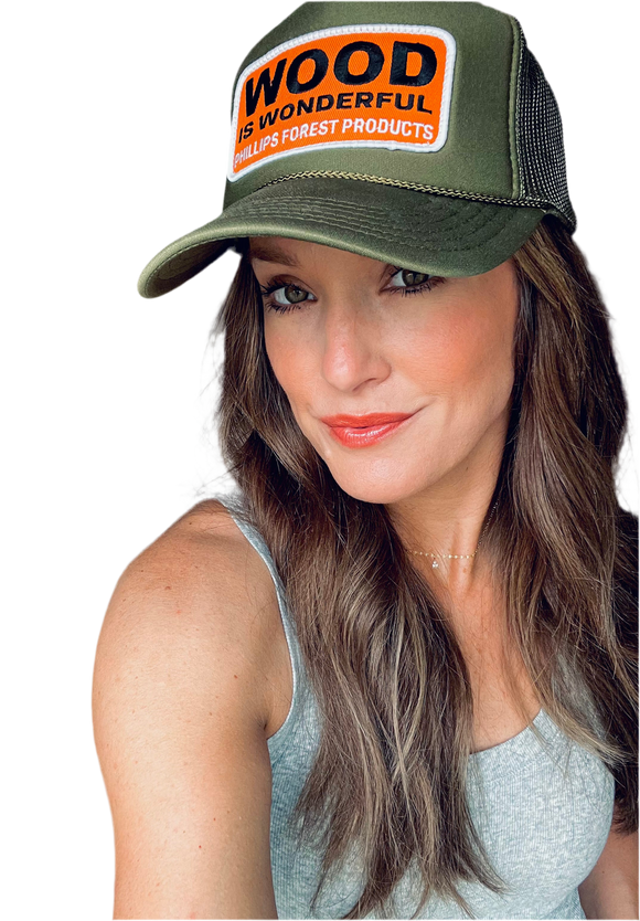Wood Is Wonderful Olive Green Otto Trucker Hat