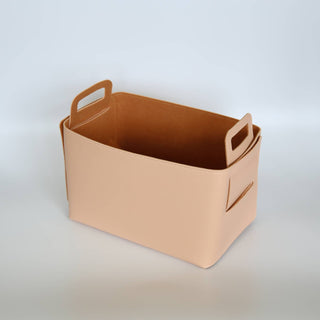 Zora Botanica - Vegan Leather and Felt Storage Basket, Large: Blush