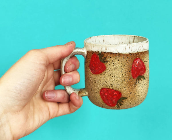 Osso Ceramics - Strawberry Stamped Mug: 12 fl oz