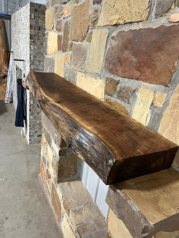 Live Edge Walnut Fireplace Mantel