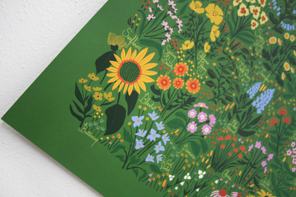 Leah Duncan - Wildflowers of North America Green Poster