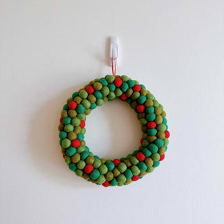 Deer Harbour Design - Felt Christmas Pompom Ball Wreath - Greenery