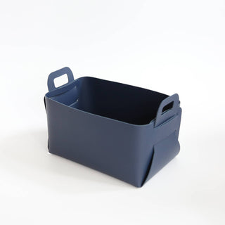 Zora Botanica - Vegan Leather Storage Basket, Medium: Navy