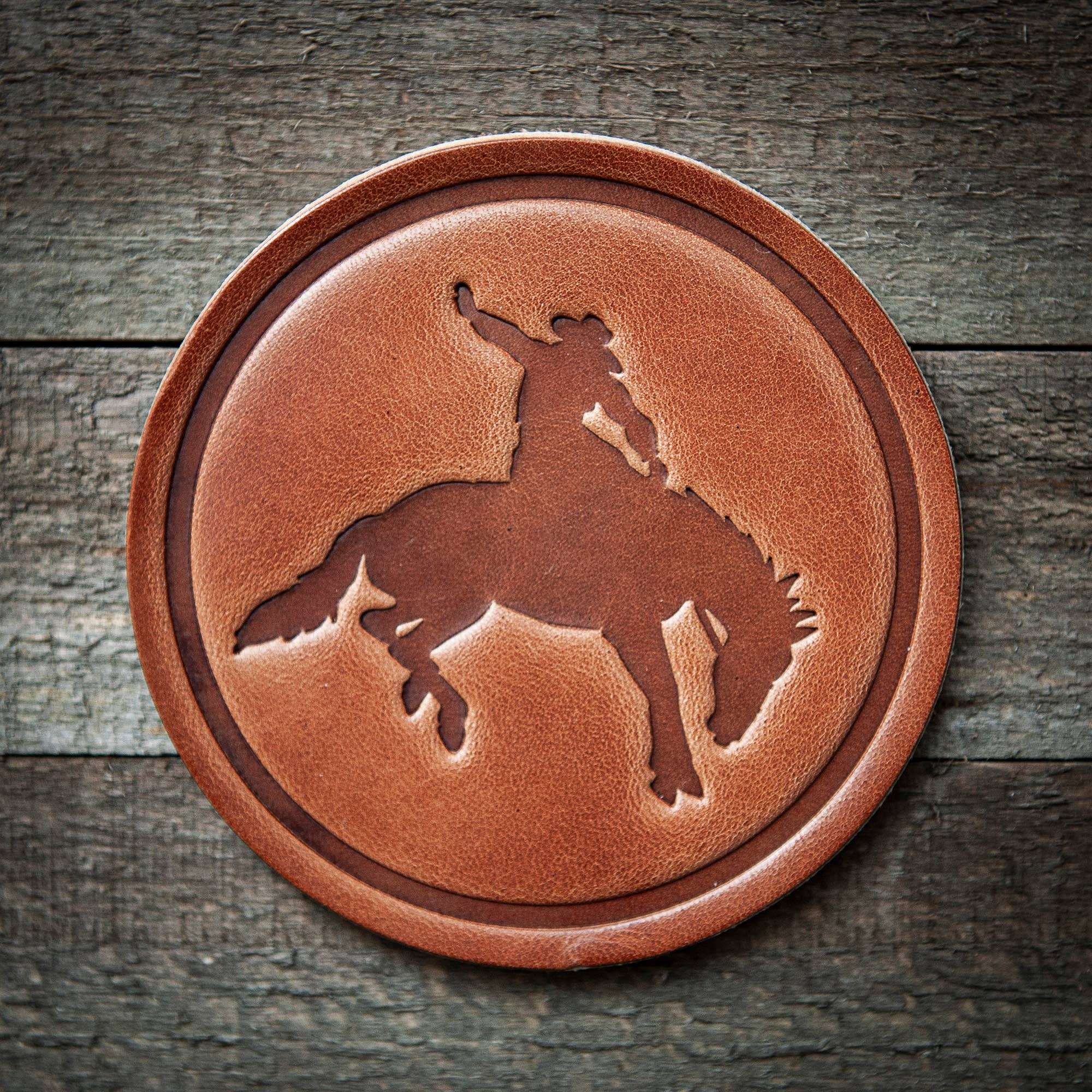 Sugarhouse Leather - Bucking Bronco Leather Coaster