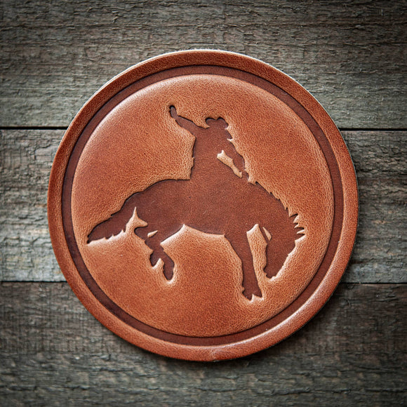 Sugarhouse Leather - Bucking Bronco Leather Coaster