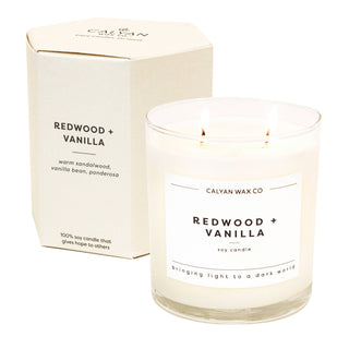 Redwood + Vanilla - Glass Tumbler Soy Candle