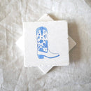 Lace, Grace & Peonies Marble Coasters - Coastal Cowboy Boot Marble Coaster-3