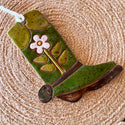 Tough Kitty Designs - Ceramic Western Boot Ornaments: Green Daisy