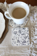 Lace, Grace & Peonies Marble Coasters - Farmhouse Style Marble Coaster-1