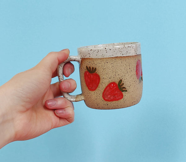 Osso Ceramics - Strawberry Stamped Mug: 12 fl oz